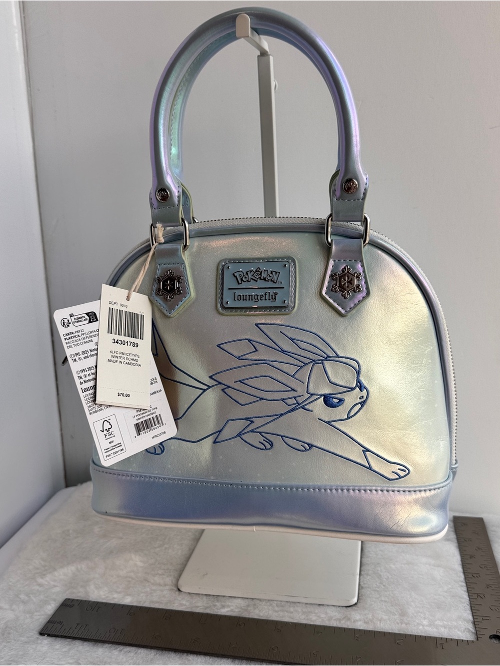 NWT Loungefly Iridescent Glaceon Dome Satchel - Blue/Purple